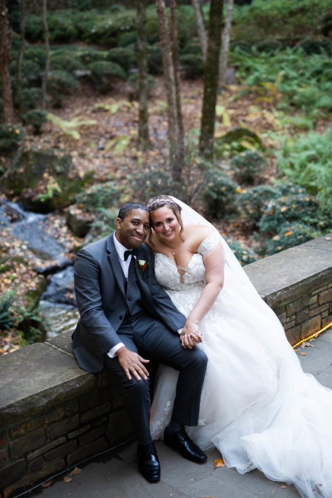 November Wedding in Hot Springs | Garvan Garden Waterfall